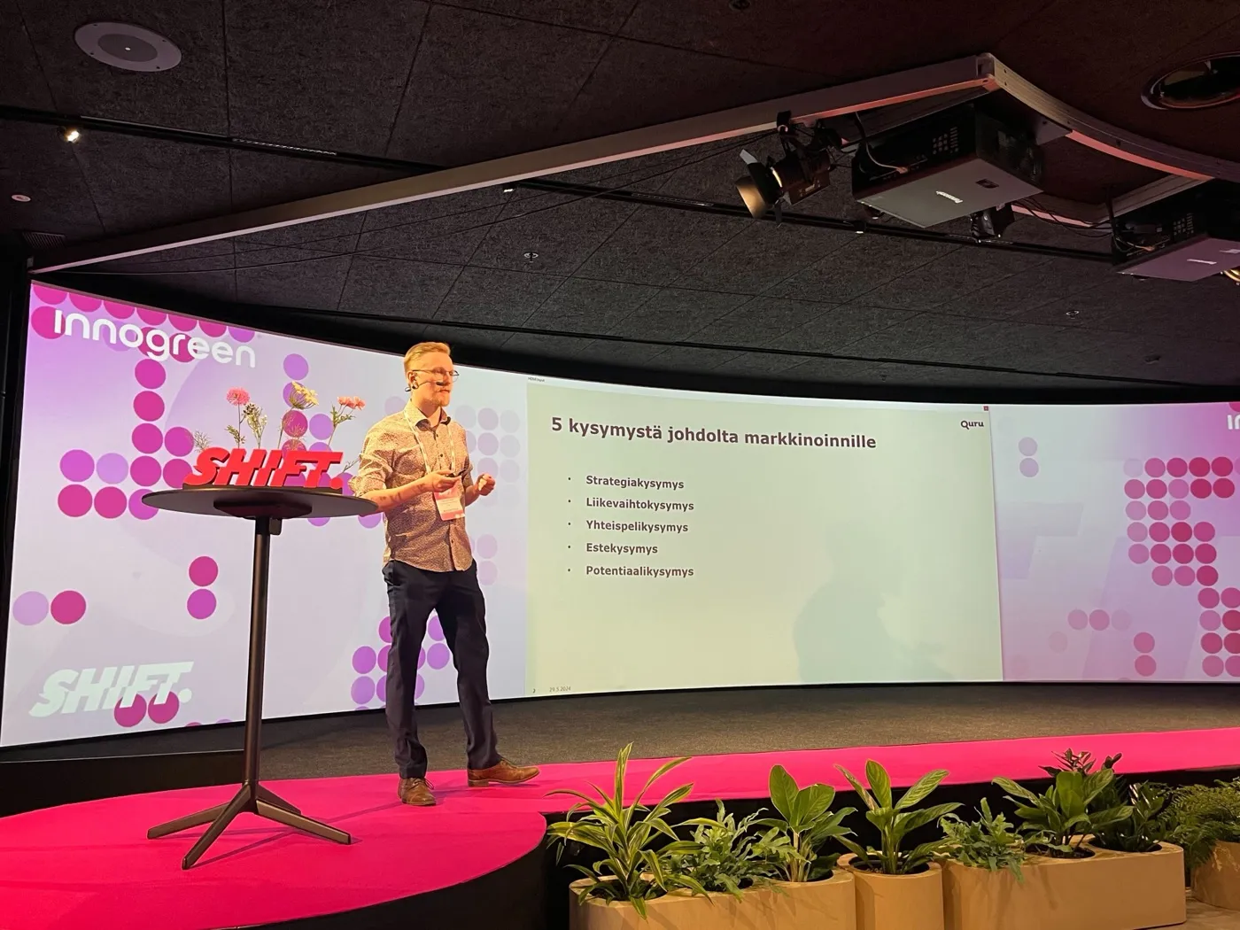 Otso Karvinen on the SHIFT Business Festival stage on what leadership should ask of marketing